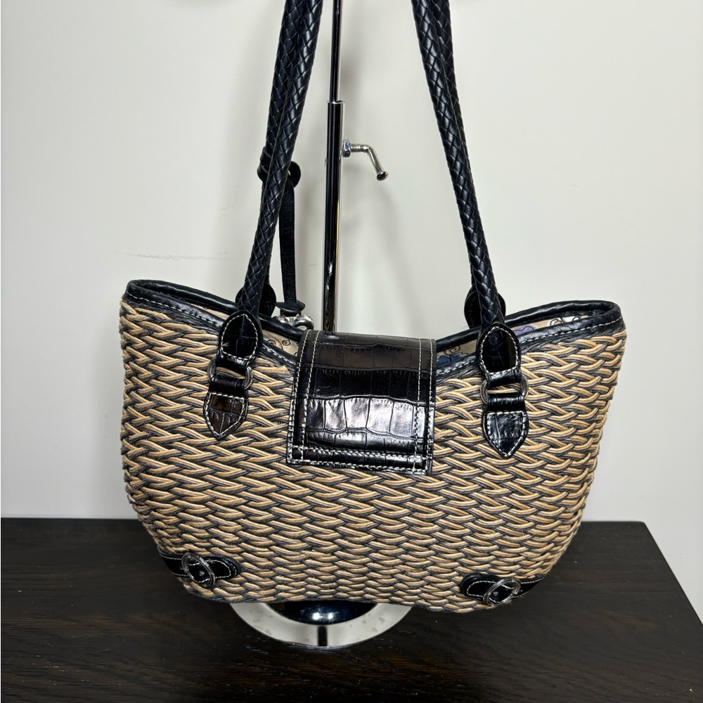 Brighton Black and Beige Braided Women Bag - Picture 2 of 3